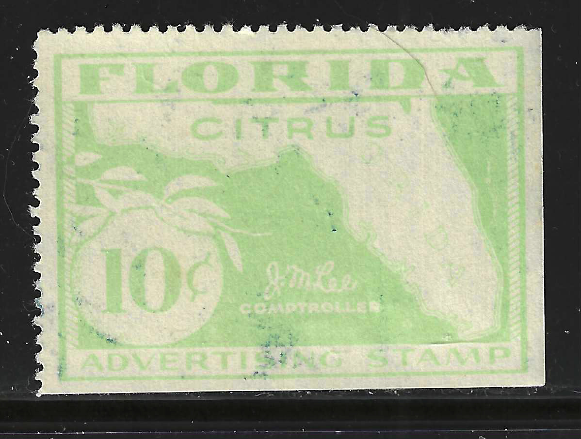 FL citrus fruit advertizing CFA4 10¢ U VF w/ SE at B & R