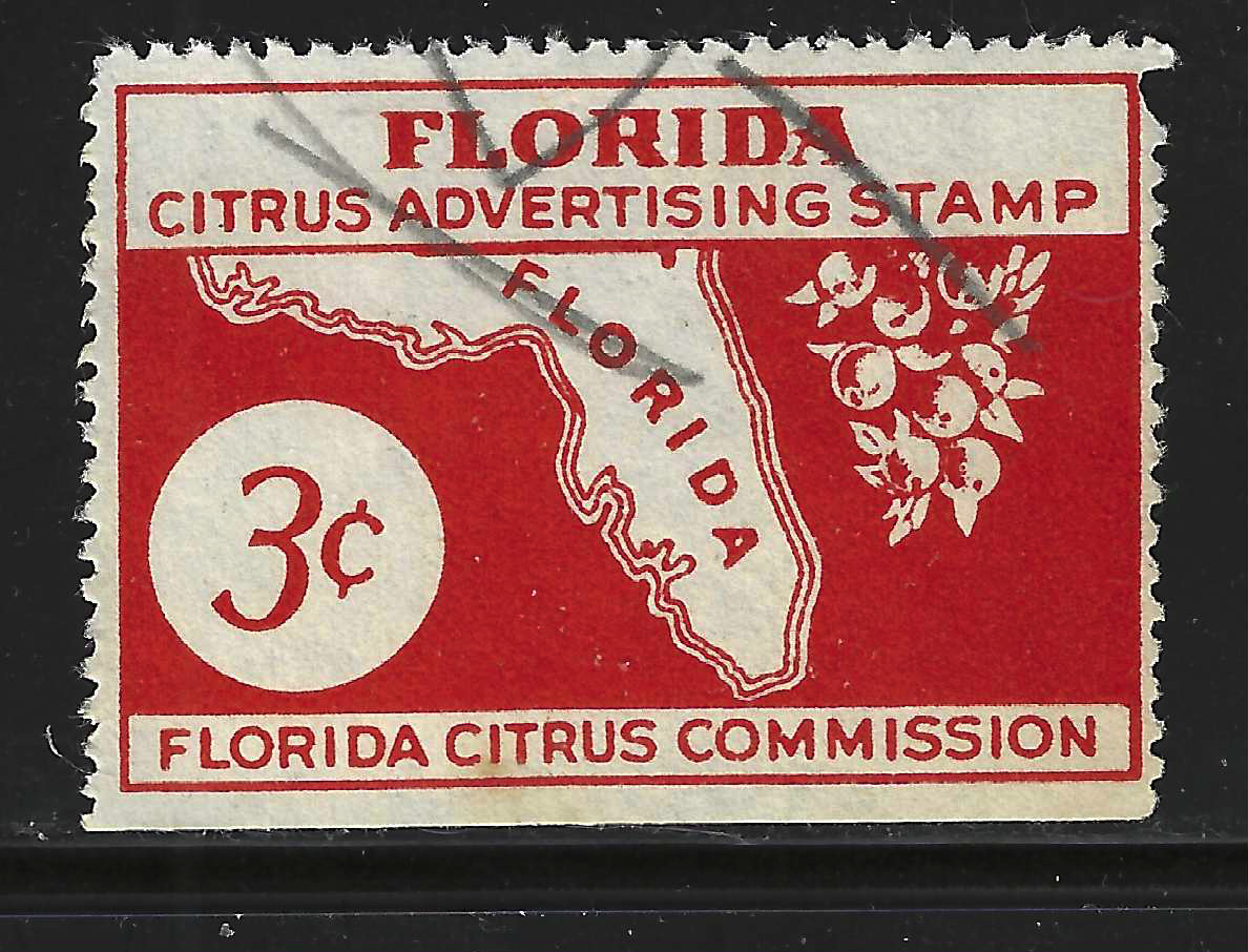 FL citrus fruit advertizing CFA16 3¢ U VF w/ SE at B & pulled perf