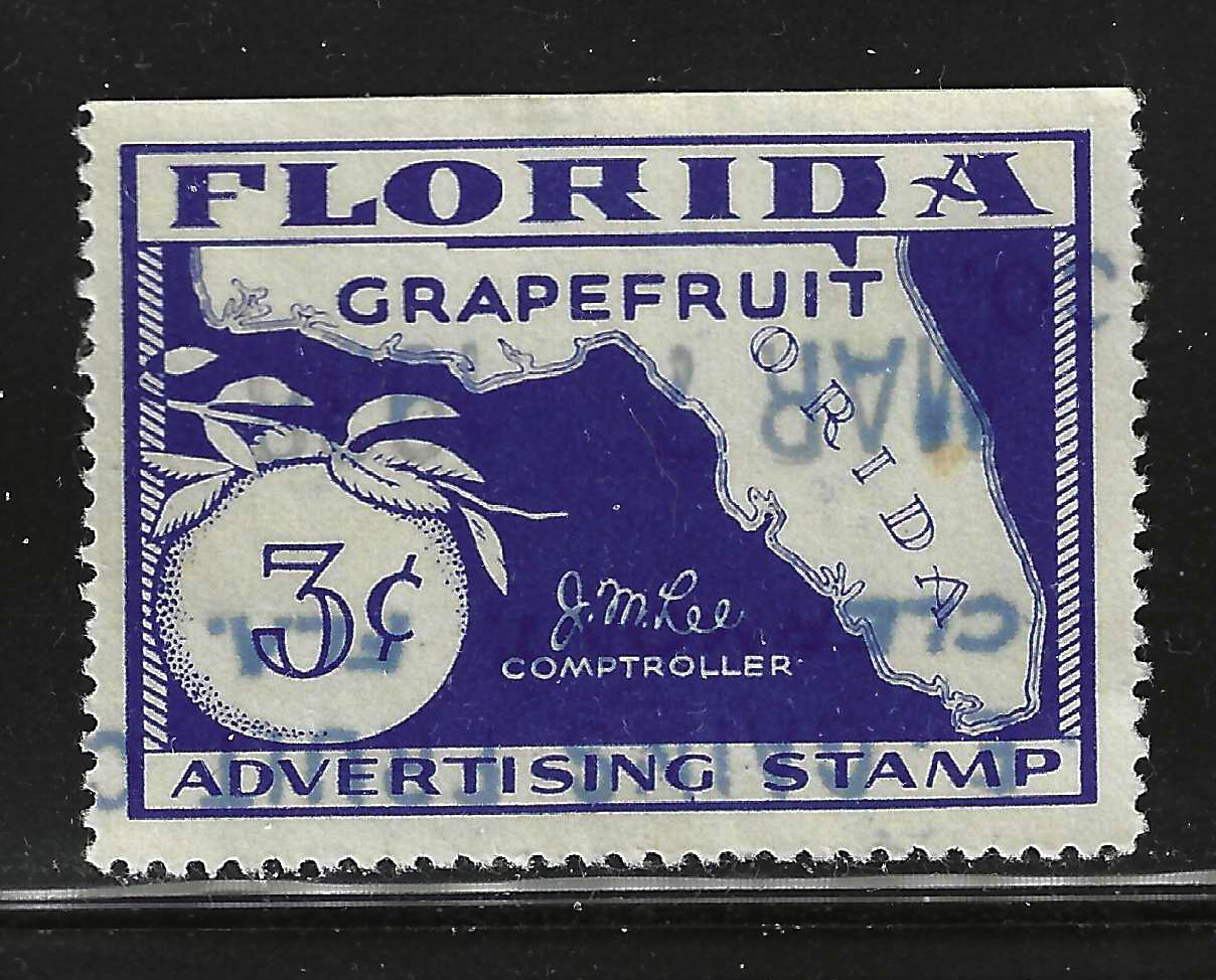 FL grapefruit GR7 3¢ blue U VF w/ SE at T