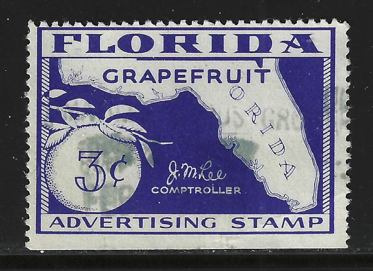 FL grapefruit GR7 3¢ blue U VF w/ SE at B