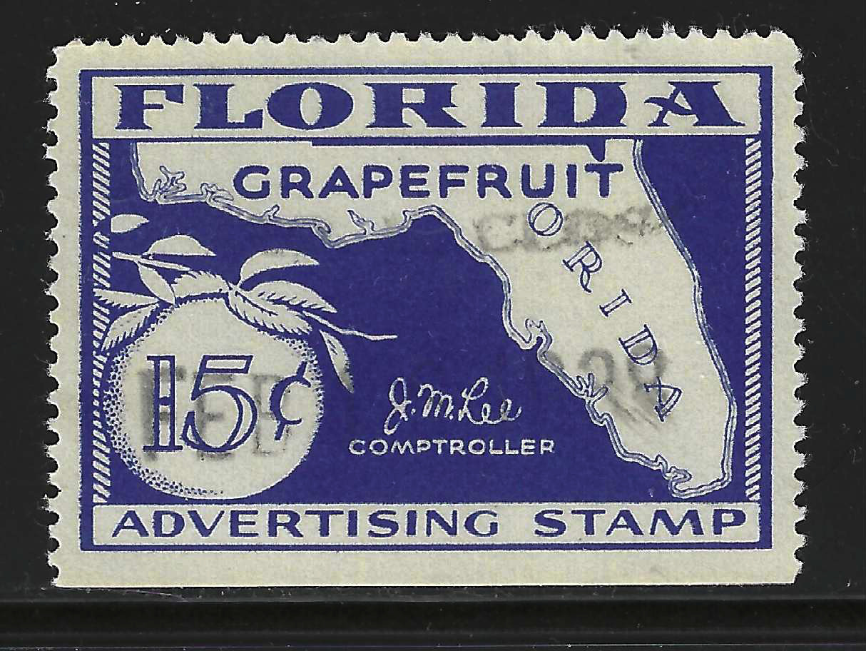 FL grapefruit GR8 15¢ blue U VF w SE at B