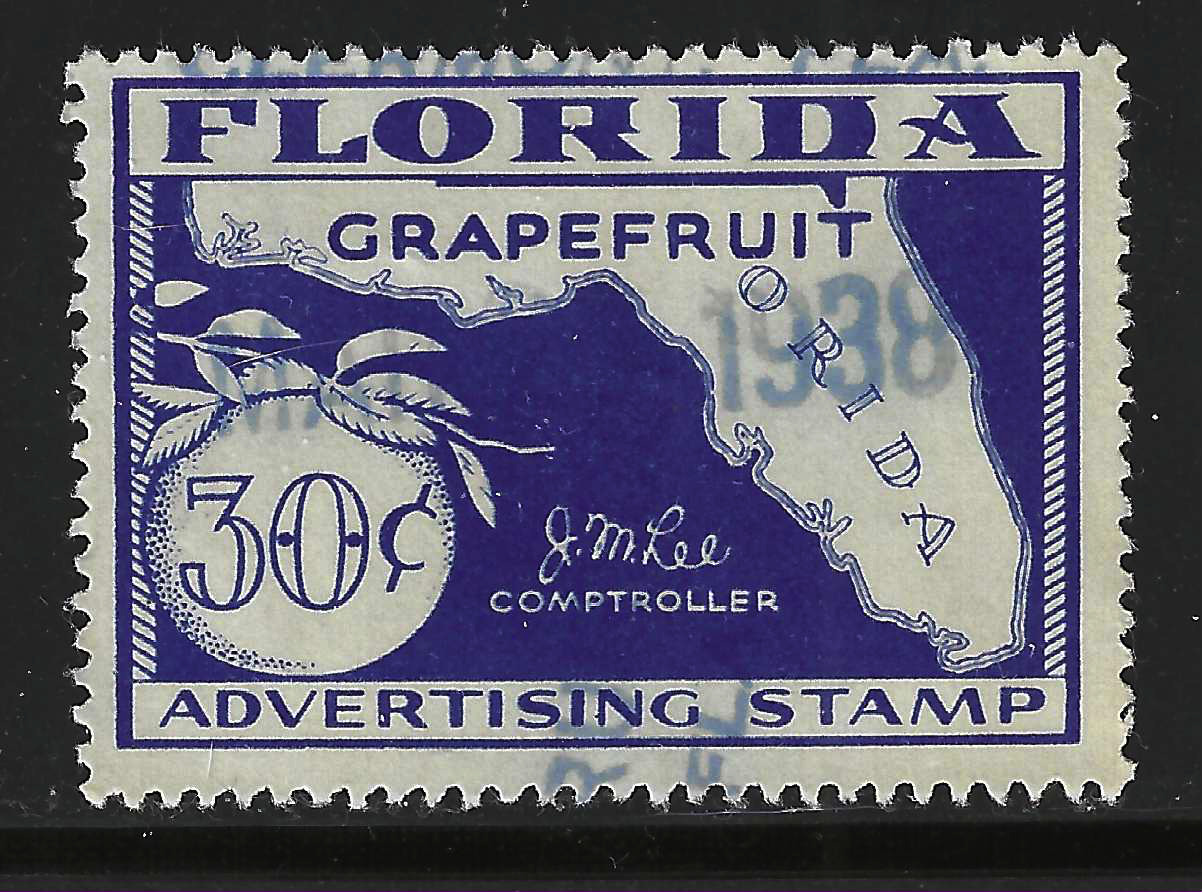 FL grapefruit GR9 30¢ blue perf 4 sides U VF 