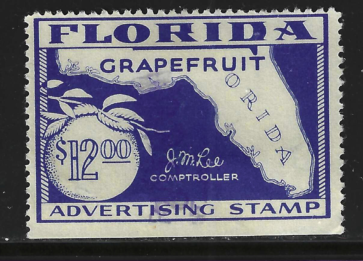 FL grapefruit GR12 $12.00 blue U VF w/ SE at B