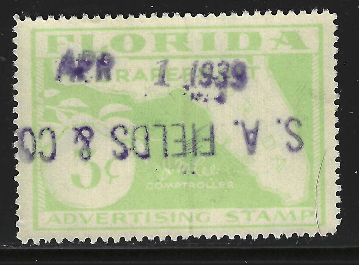 FL grapefruit GR13 3¢ lt green U VF perfs on 4 sides