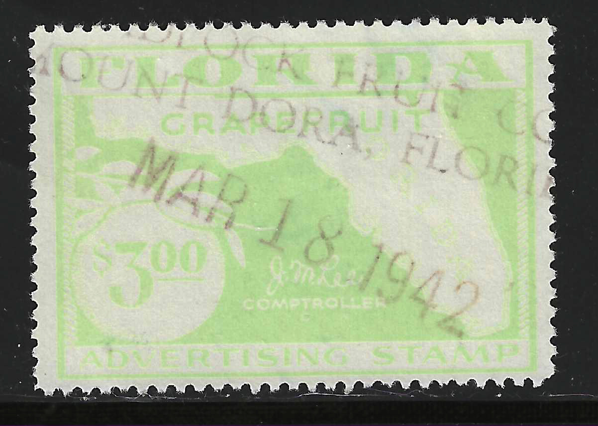 FL grapefruit GR15 30¢ lt green perfs on 4 sides U VF