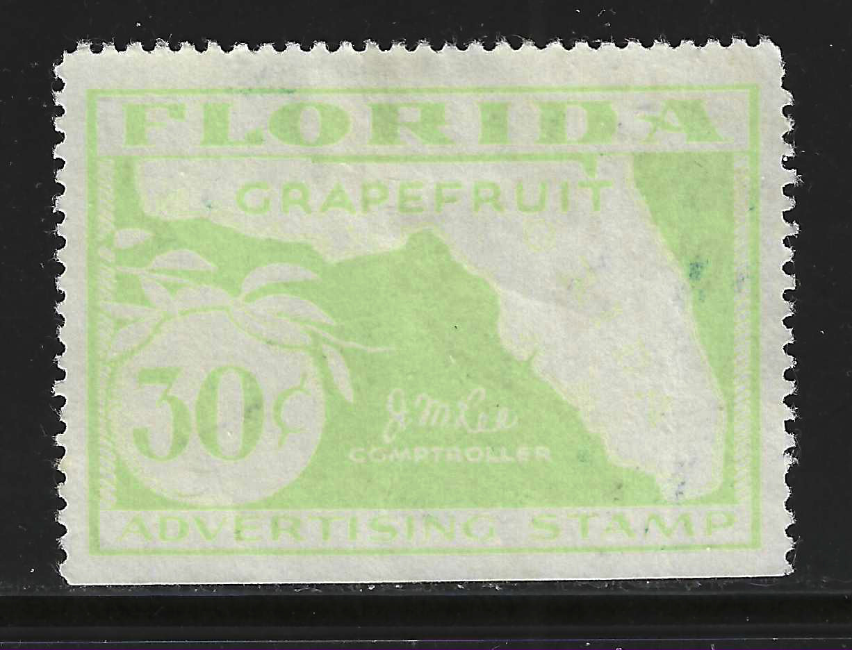 FL grapefruit GR15 30¢ lt green U VF w/ SE at B