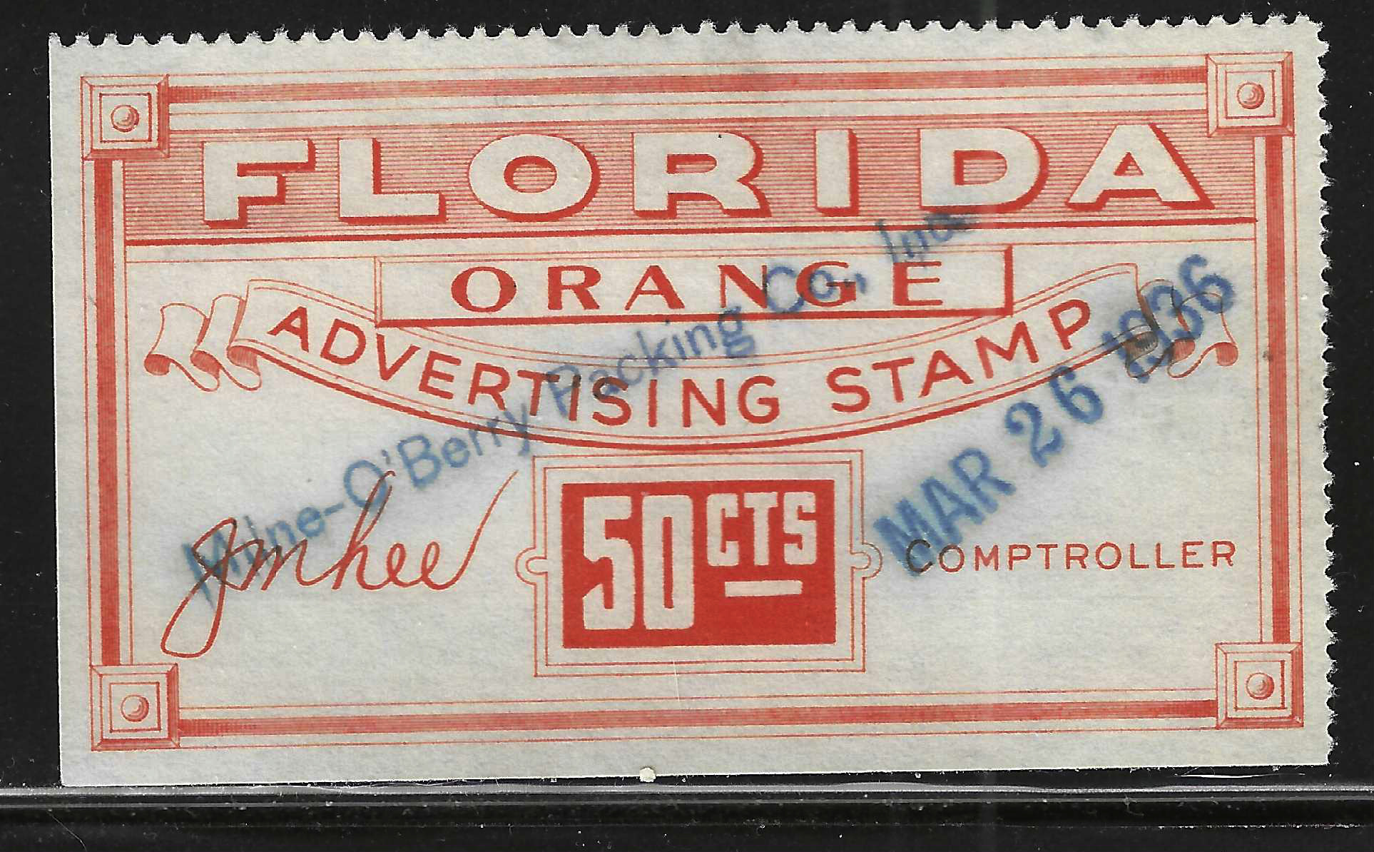 FL orange OR4 50¢ U VF