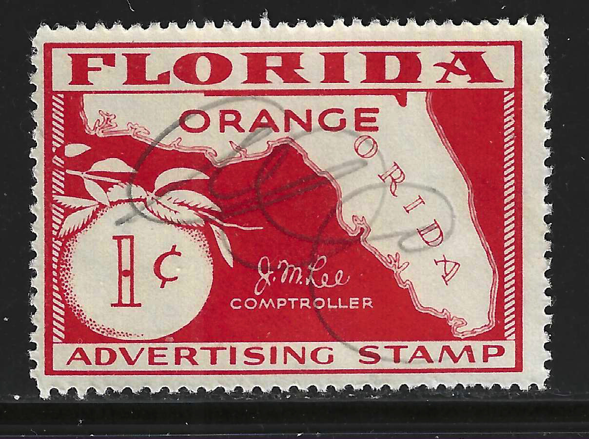 FL orange OR7 1¢ orange red perfs on 4 sides U F-VF 