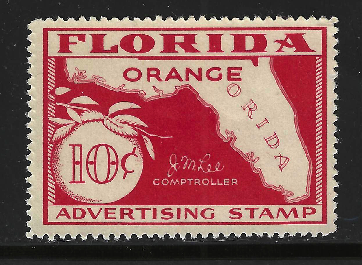 FL orange OR9 10¢ orange red perfs on 4 sides U VF