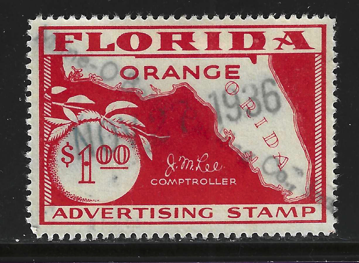 FL orange OR11 $1.00 orange red perfs on 4 sides U VF