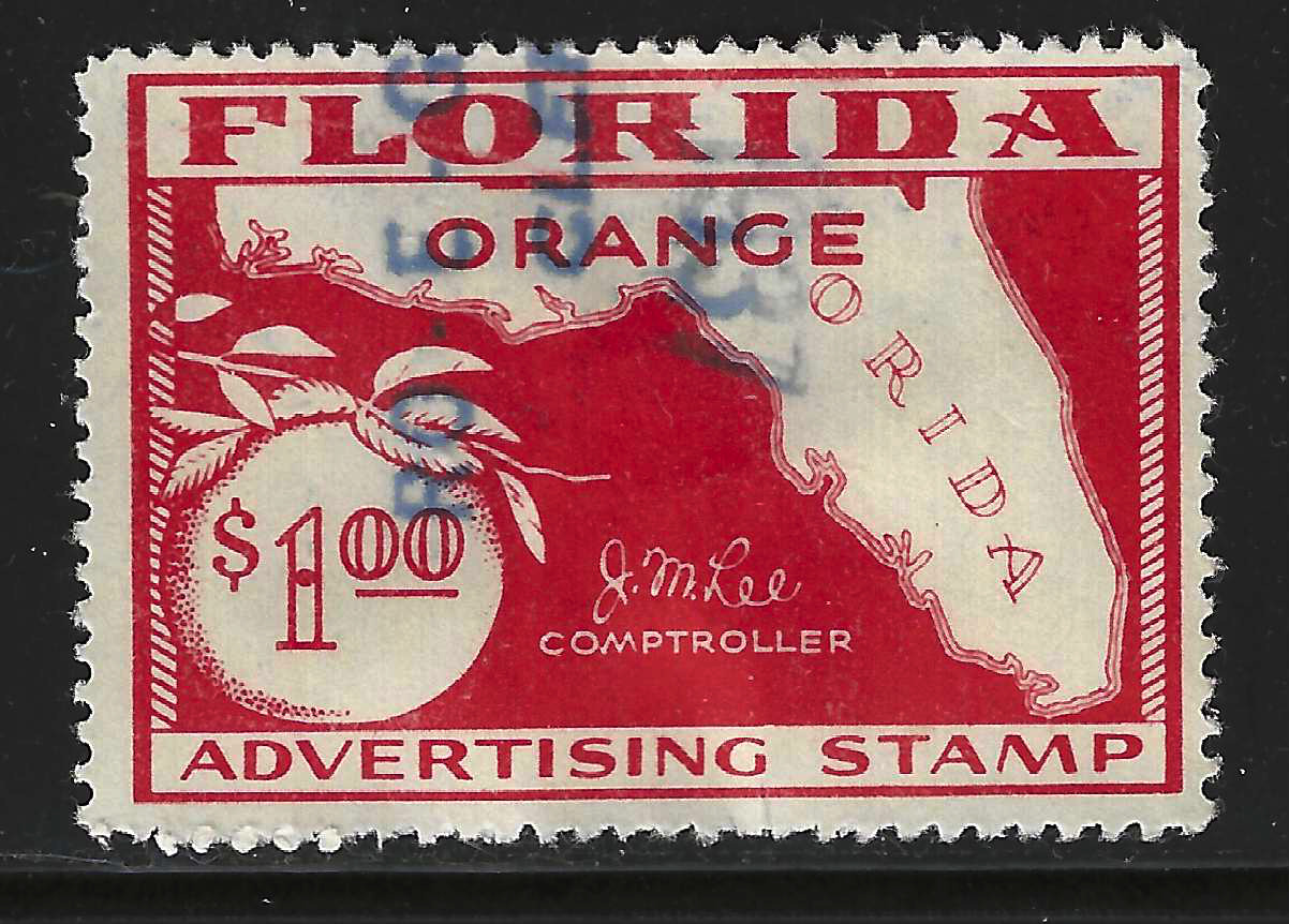 FL orange OR11 $1.00 orange red perfs on 4 sides U VF