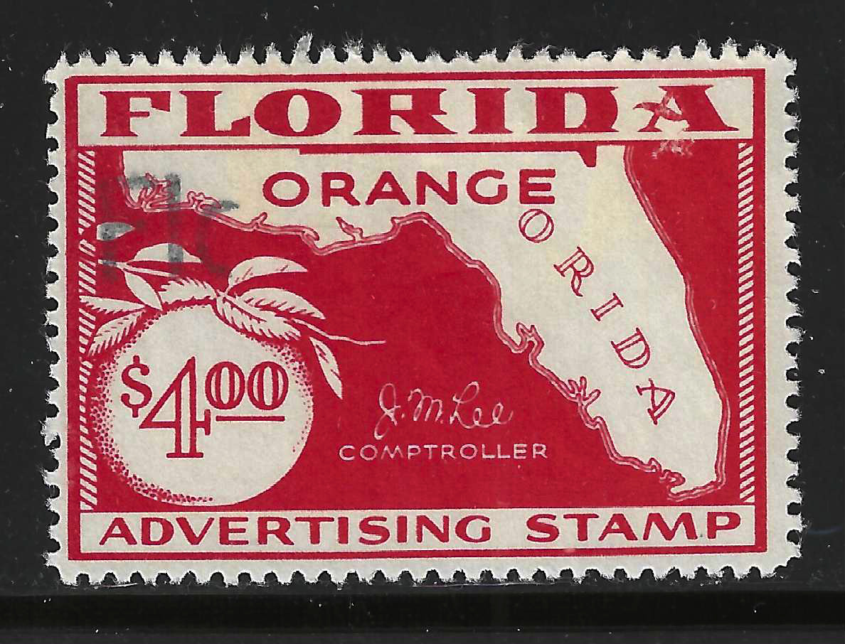 FL orange OR12 $4.00 orange red perfs on 4 sides U VF