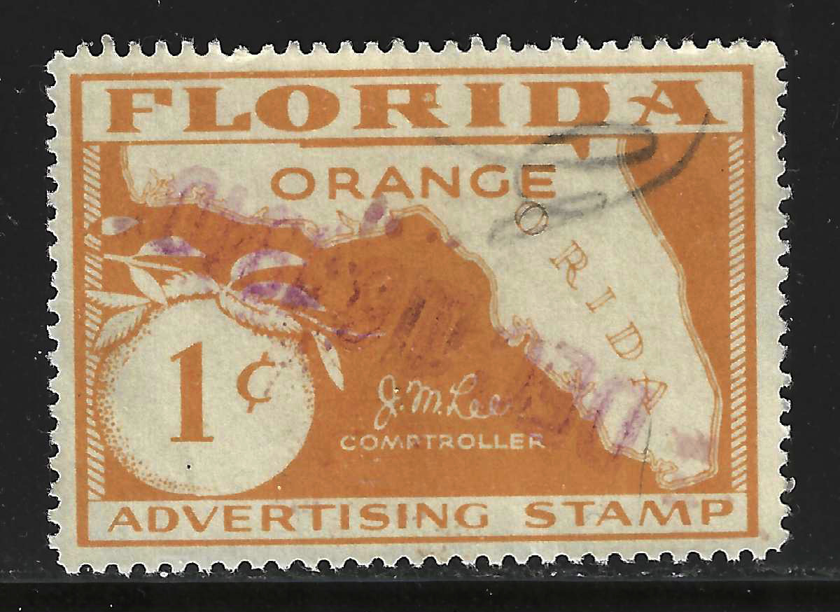 FL orange OR13 1¢ yellow orange perfs on 4 sides U VF