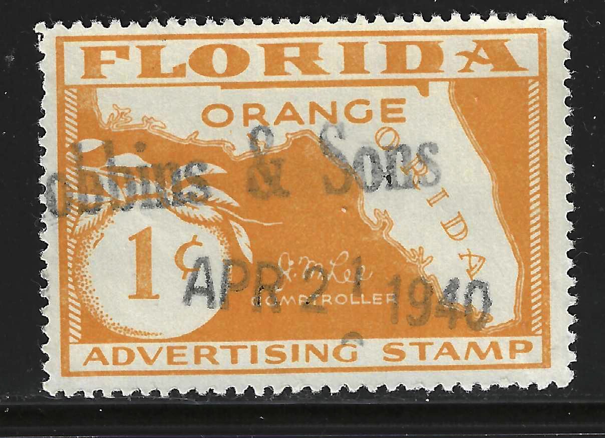 FL orange OR13 1¢ yellow orange perfs on 4 sides U VF