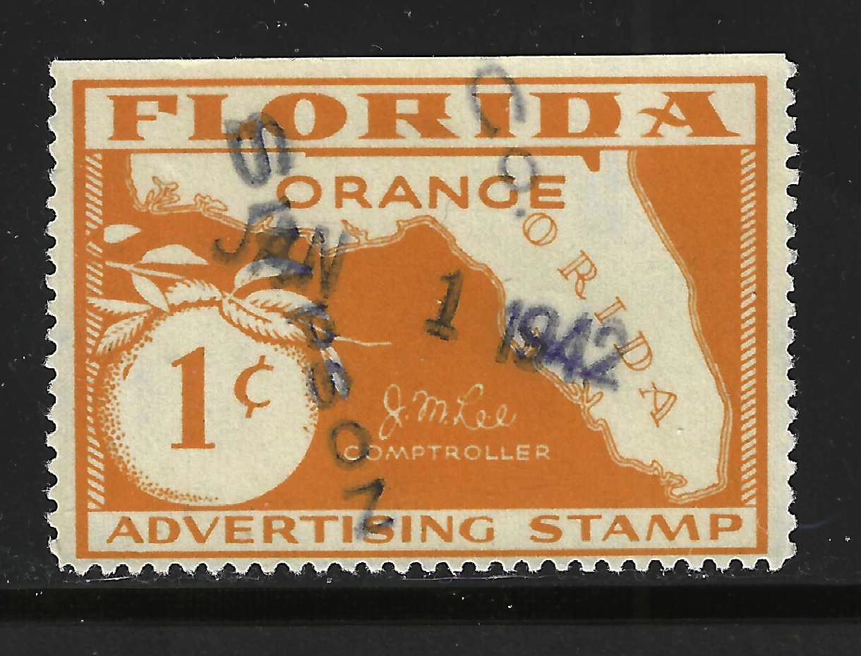 FL orange OR13 1¢ yellow orange U VF w/ SE at T