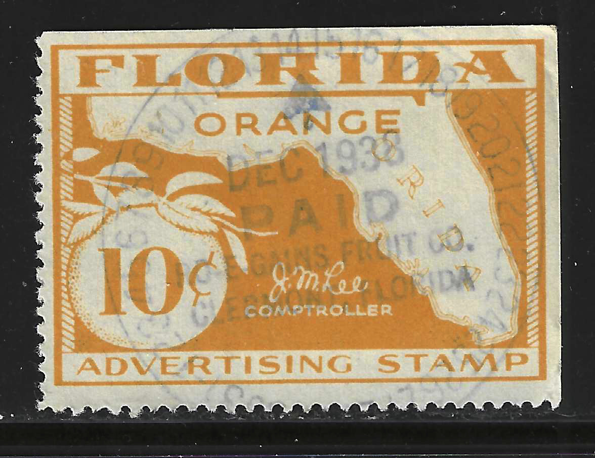 FL orange OR15 10¢ yellow orange  U VF w/SE at T & R