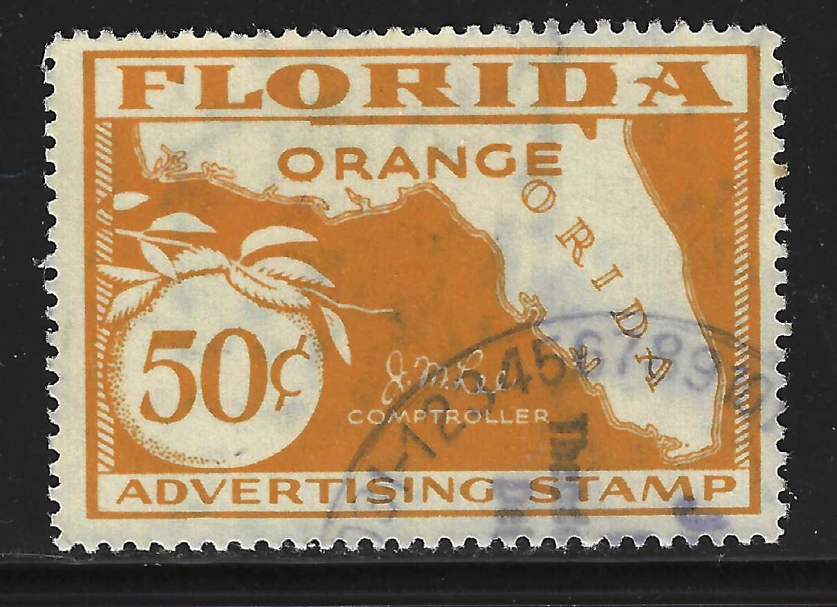 FL orange OR16 50¢ yellow orange perfs on 4 sides U VF