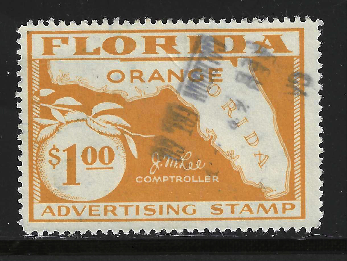 FL orange OR17 $1.00 yellow orange perfs on 4 sides U VF