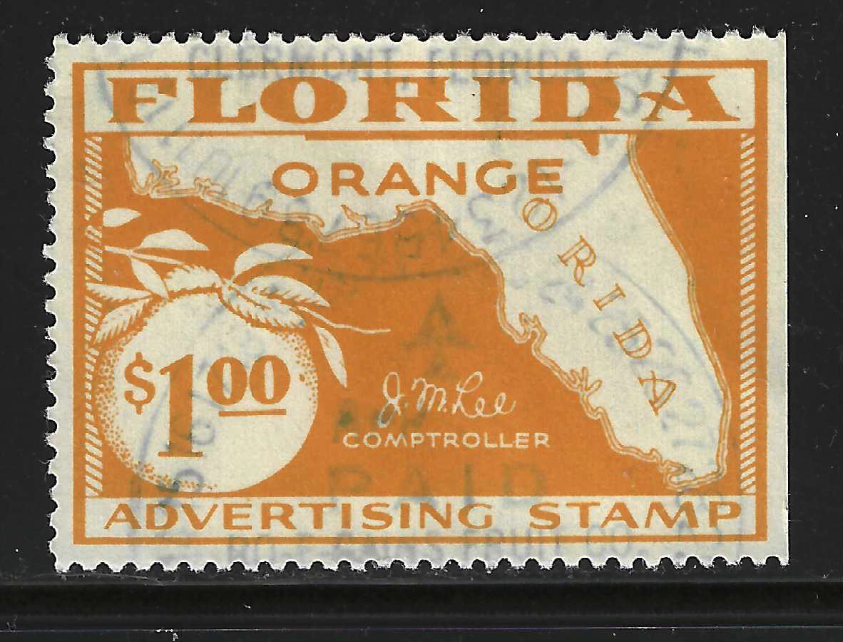 FL orange OR17 $1.00 yellow orange U VF w/ SE at R nice cncl