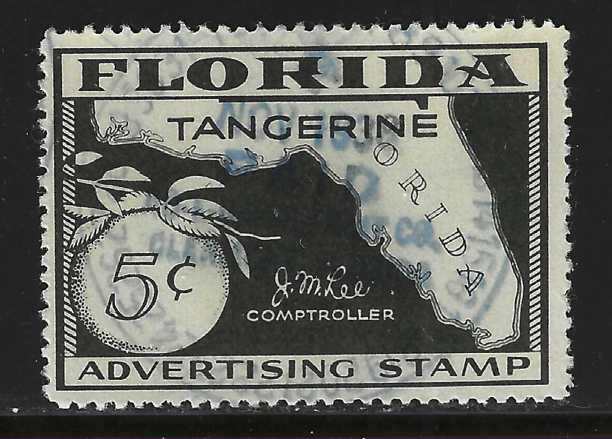 FL tangerines TA7 5¢ black perfs on 4 sides U VF