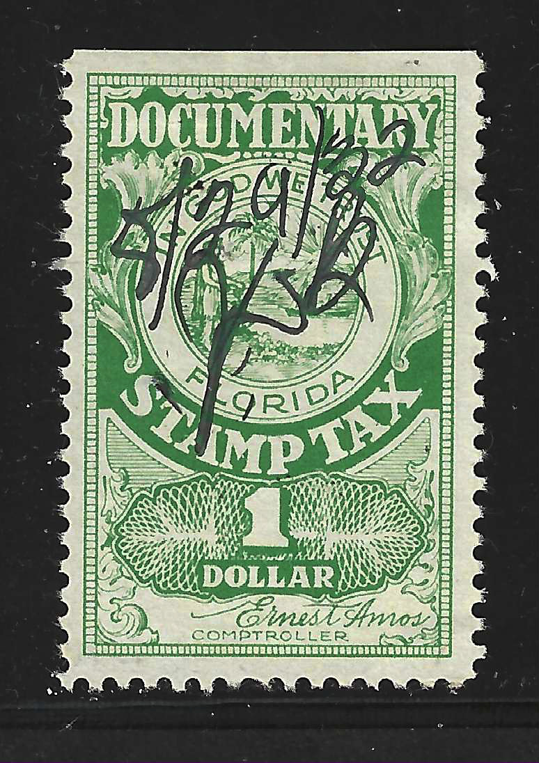 FL documentary D5 $1 green Amos sign. U VF w/ SE at T