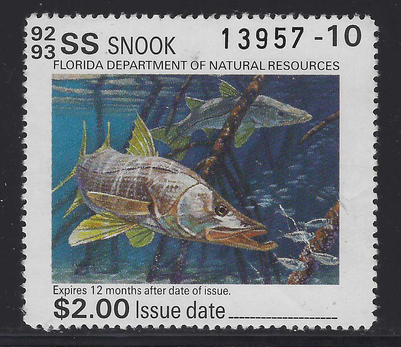 FL snook fishing Cotton SK4 1992-93 $2.00 MNH VF