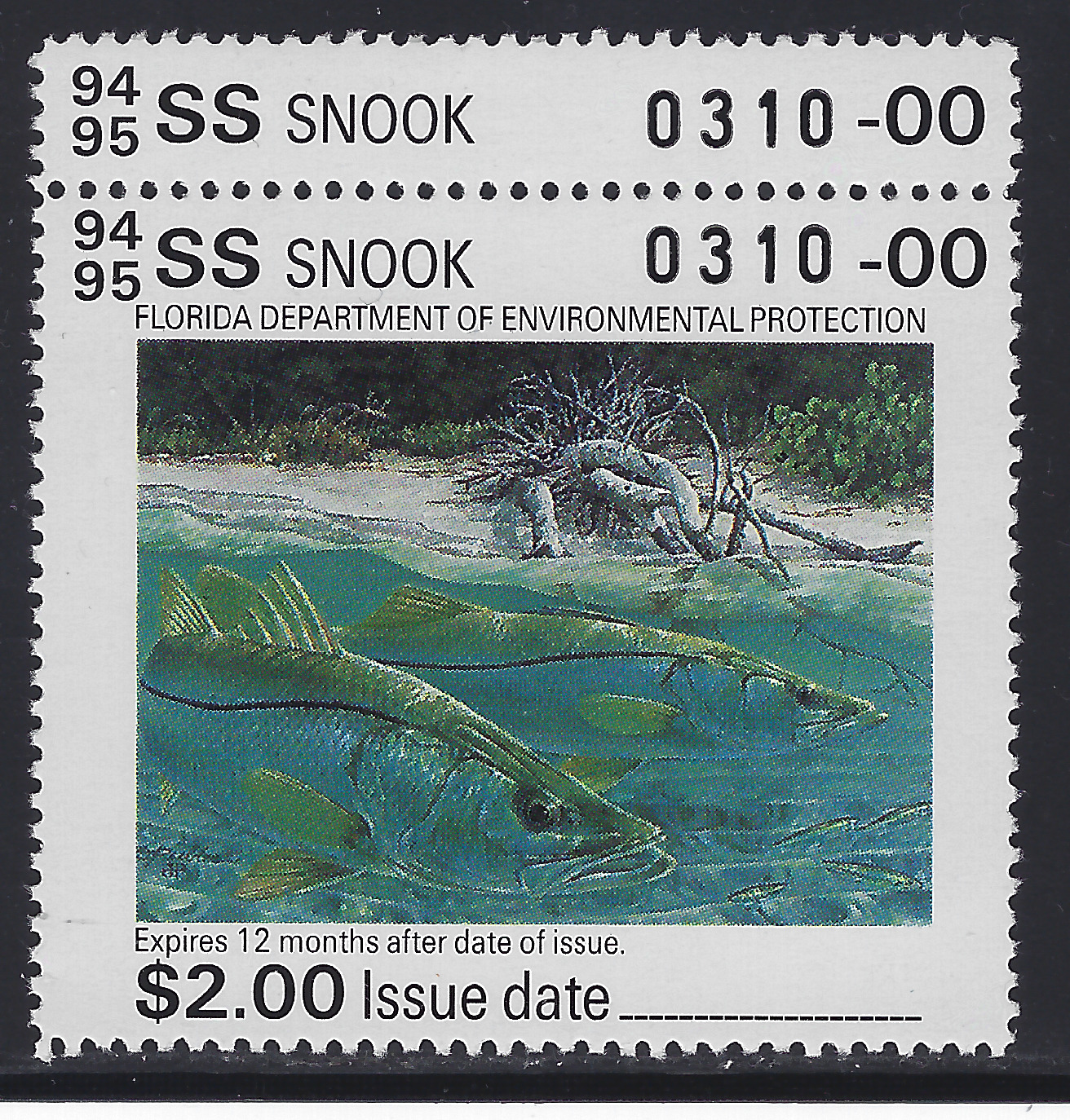 FL snook fishing Cotton SK6 1994-95 $2.00 MNH VF