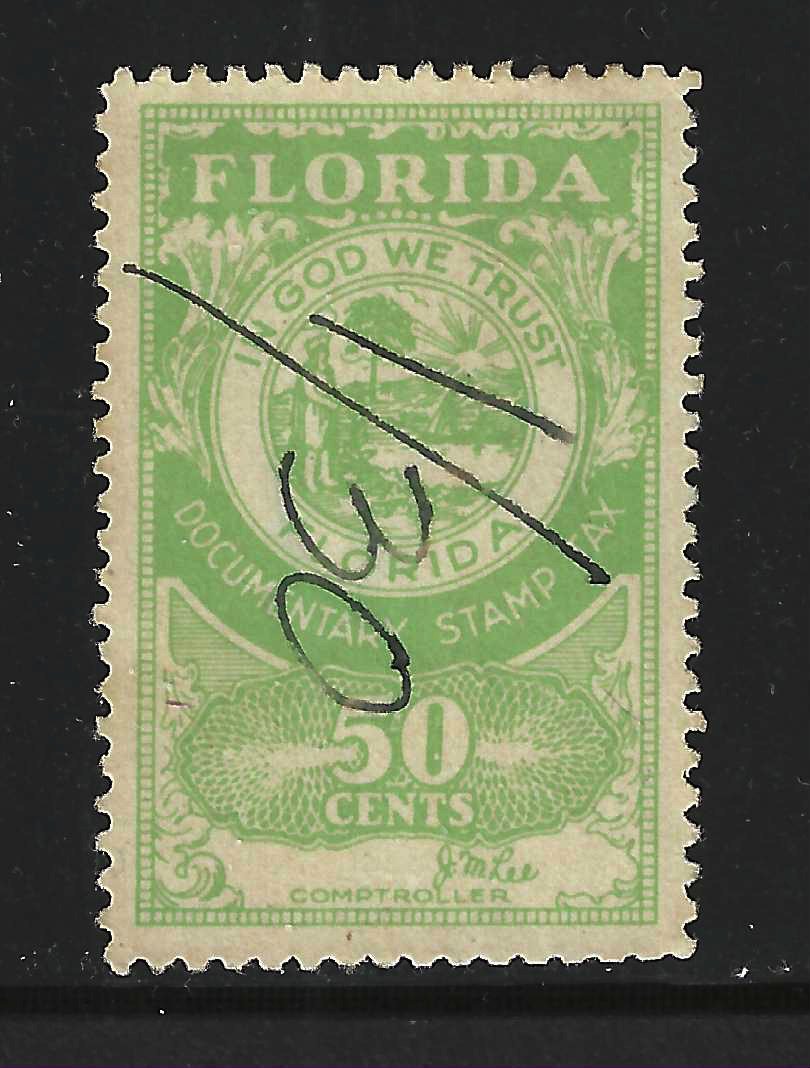 FL documentary D14 50¢ green Lee sign. U VF