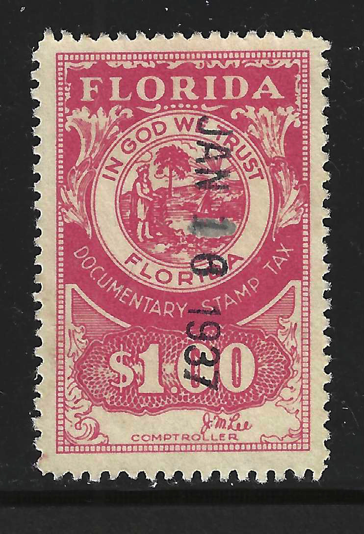 FL documentary  D16 $1.00 red Lee sign. U VF  