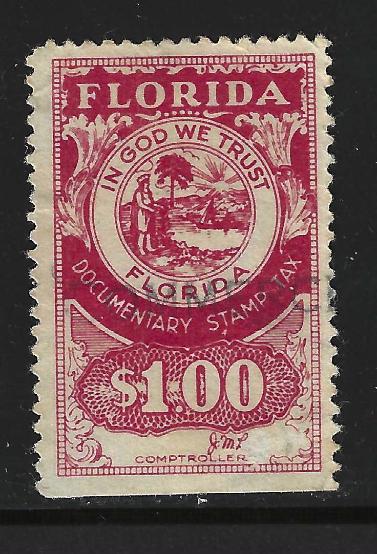 FL documentary D16a $1.00 red on war paper Lee sign.U VF w/ SE at B