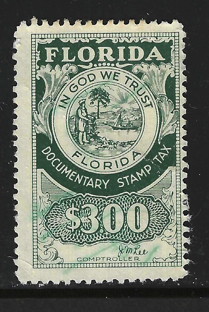 FL documentary D18b $3.00 dk green Lee sign. U F-VF