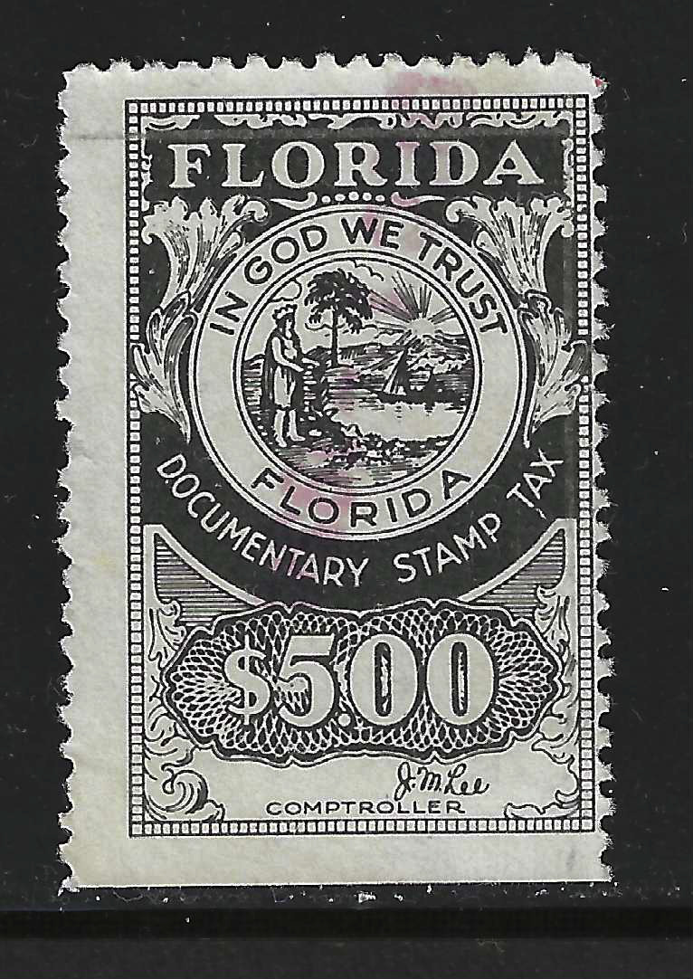 FL documentary D20 $5.00 black Lee sign. U F-VF w/ SE at B 