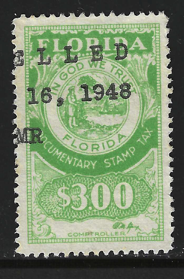 FL documentary D29 $3.00 brt green Gay sign. U VF