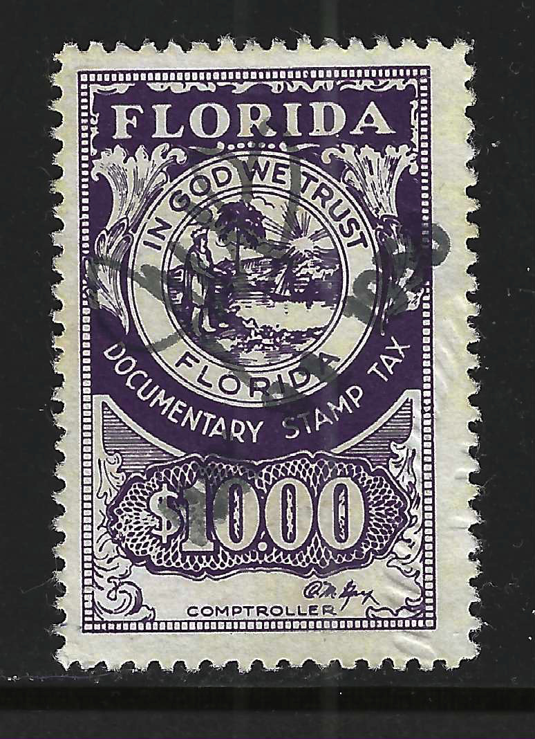 FL documentary D31 $10.00 violet Gay sign. U F- VF