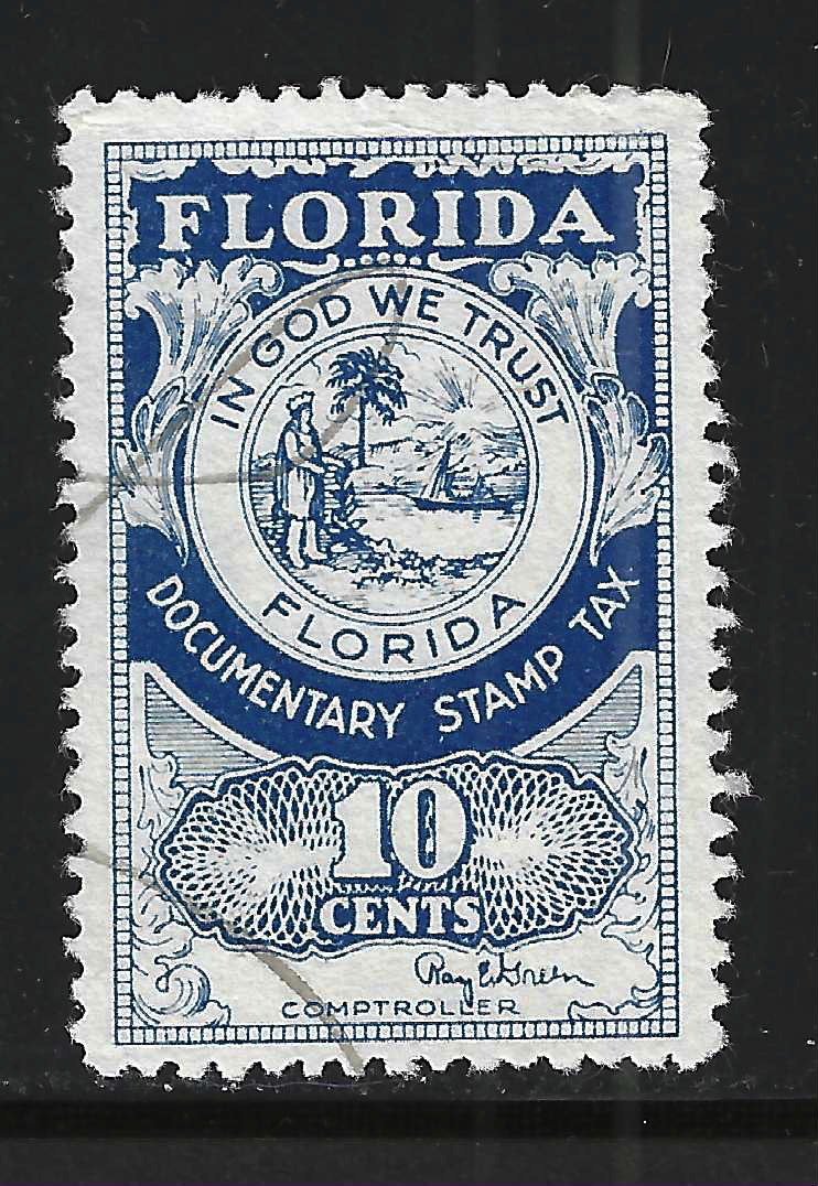 FL documentary D36 10¢ blue Green sign. U VF