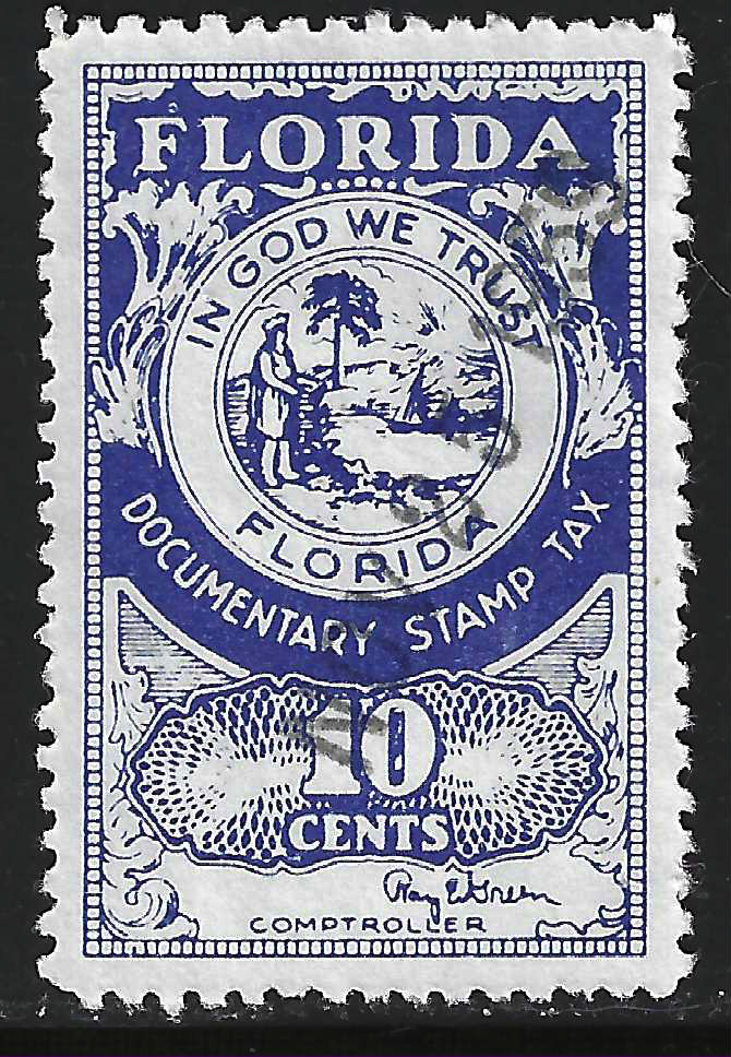 FL documentary D36b 10¢ violet blue Green sign. U VF