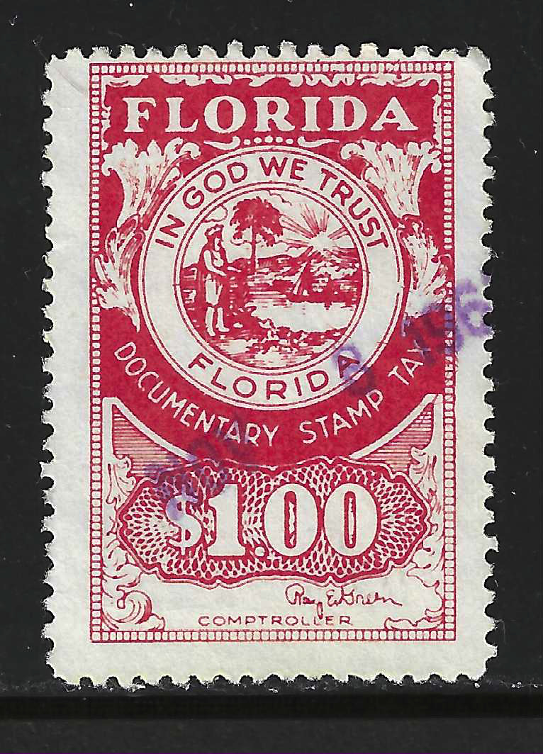 FL documentary D42 $1.00 red Green sign. U VF 