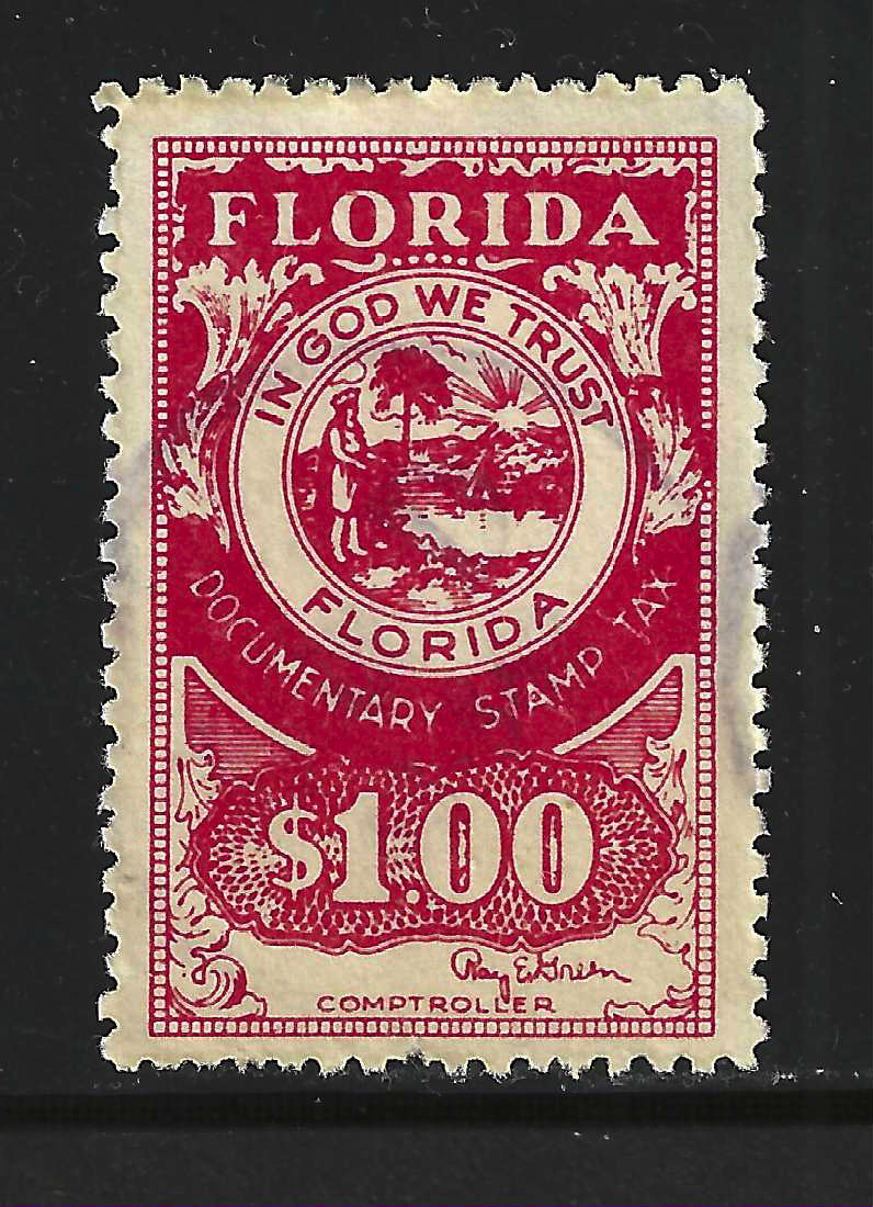 FL documentary D42 $1.00 red Green sign. U VF 