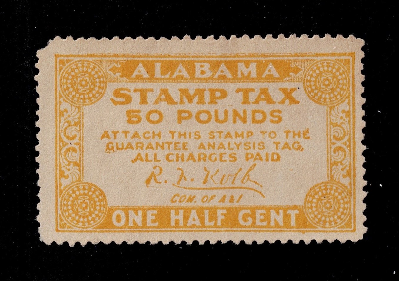 AL feed FE7 1/2c unused NG F-VF,clipped corner UL