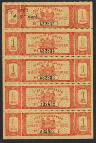 DE beer B39 $1 MNG VF, pane of 5