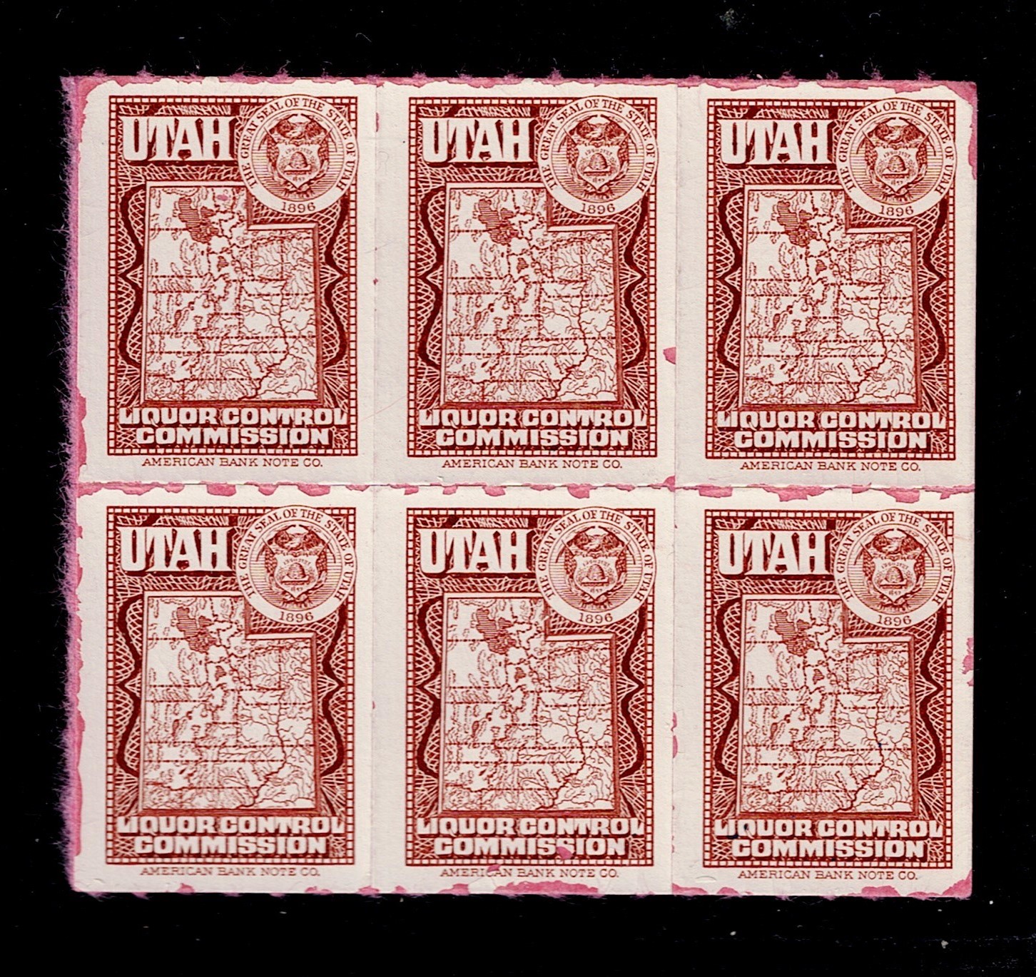 UT liquor seal LS5 MNH VF block of 6