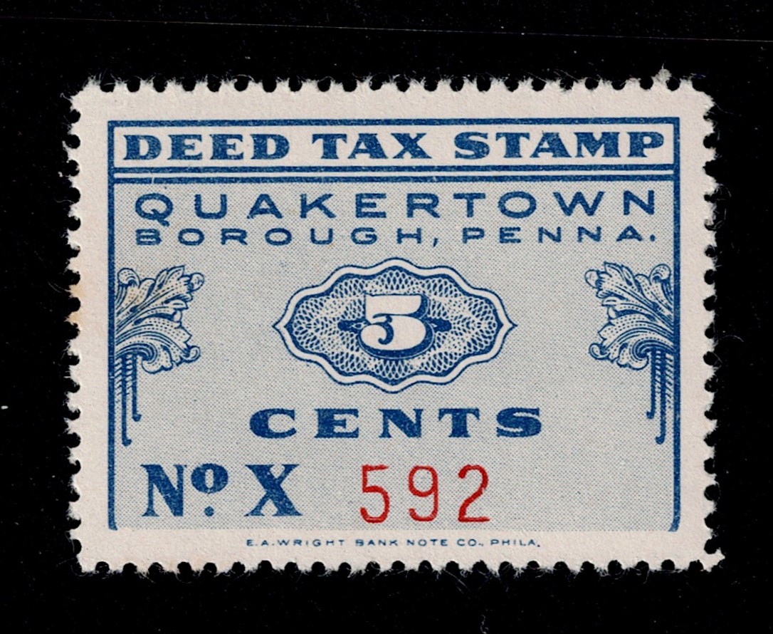 PA local real estate QKR10a 5c MLH VF, Quakertown Borough, w/dot in center