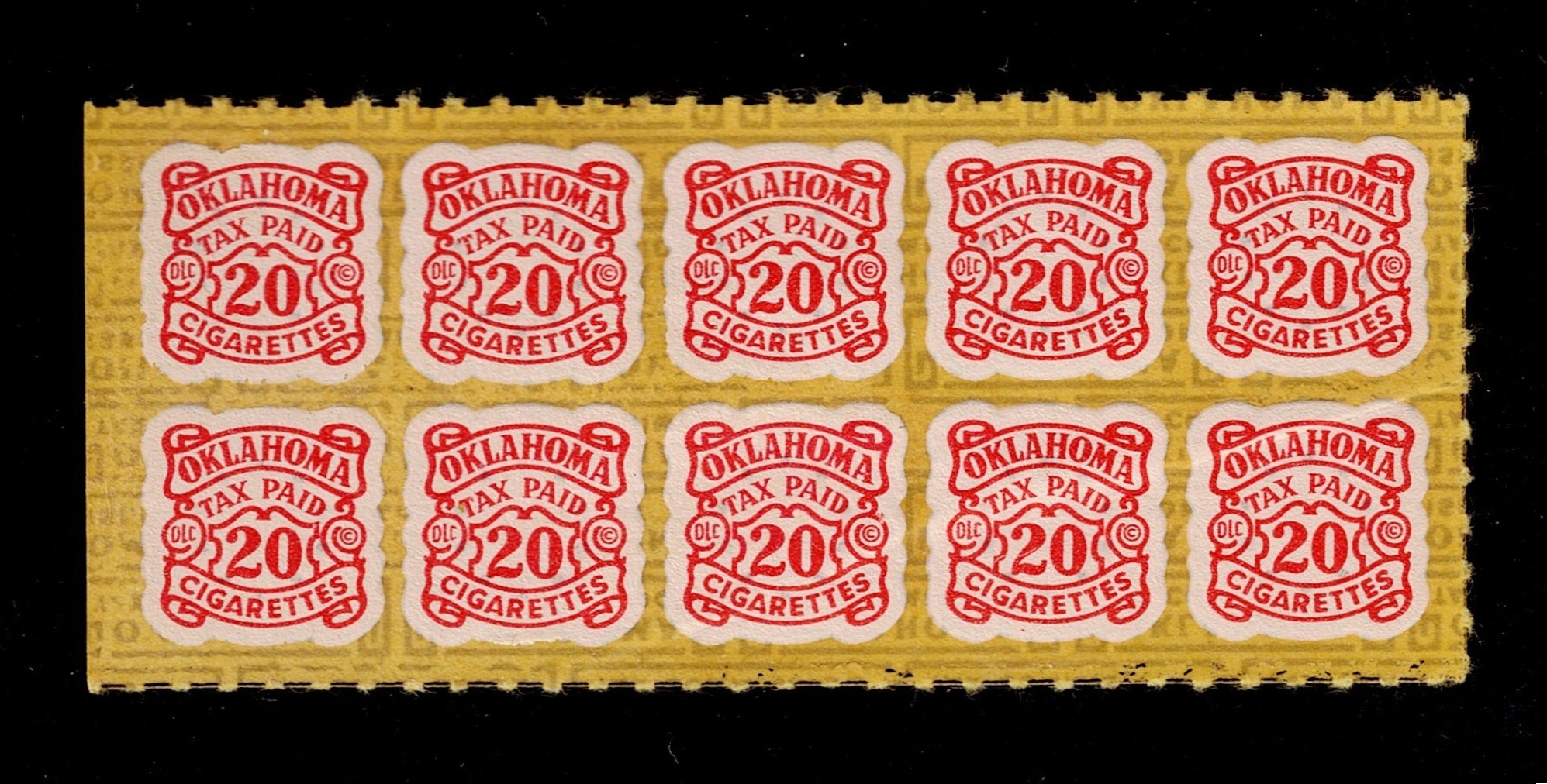 OK cigarette C46 20 cig. MNH VF pane of 10
