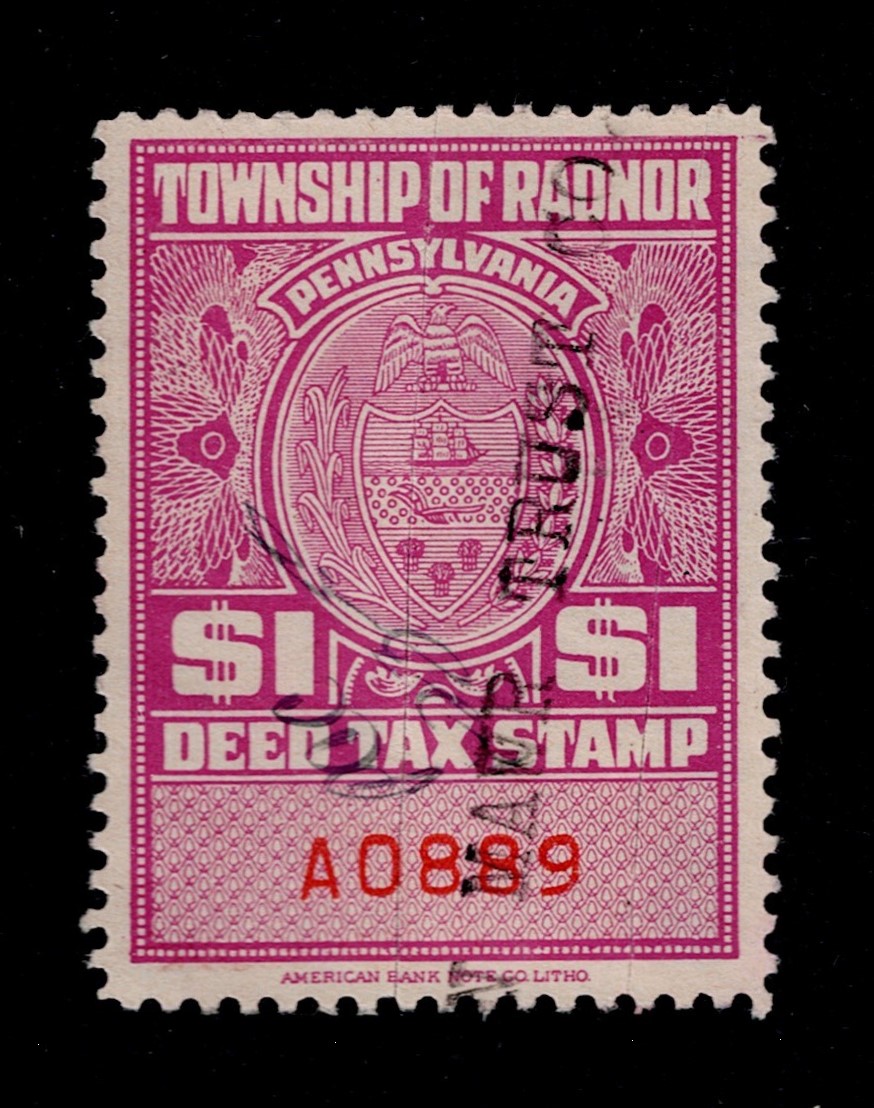 PA local real estate RAD10 $1 U VF, Township of Radnor