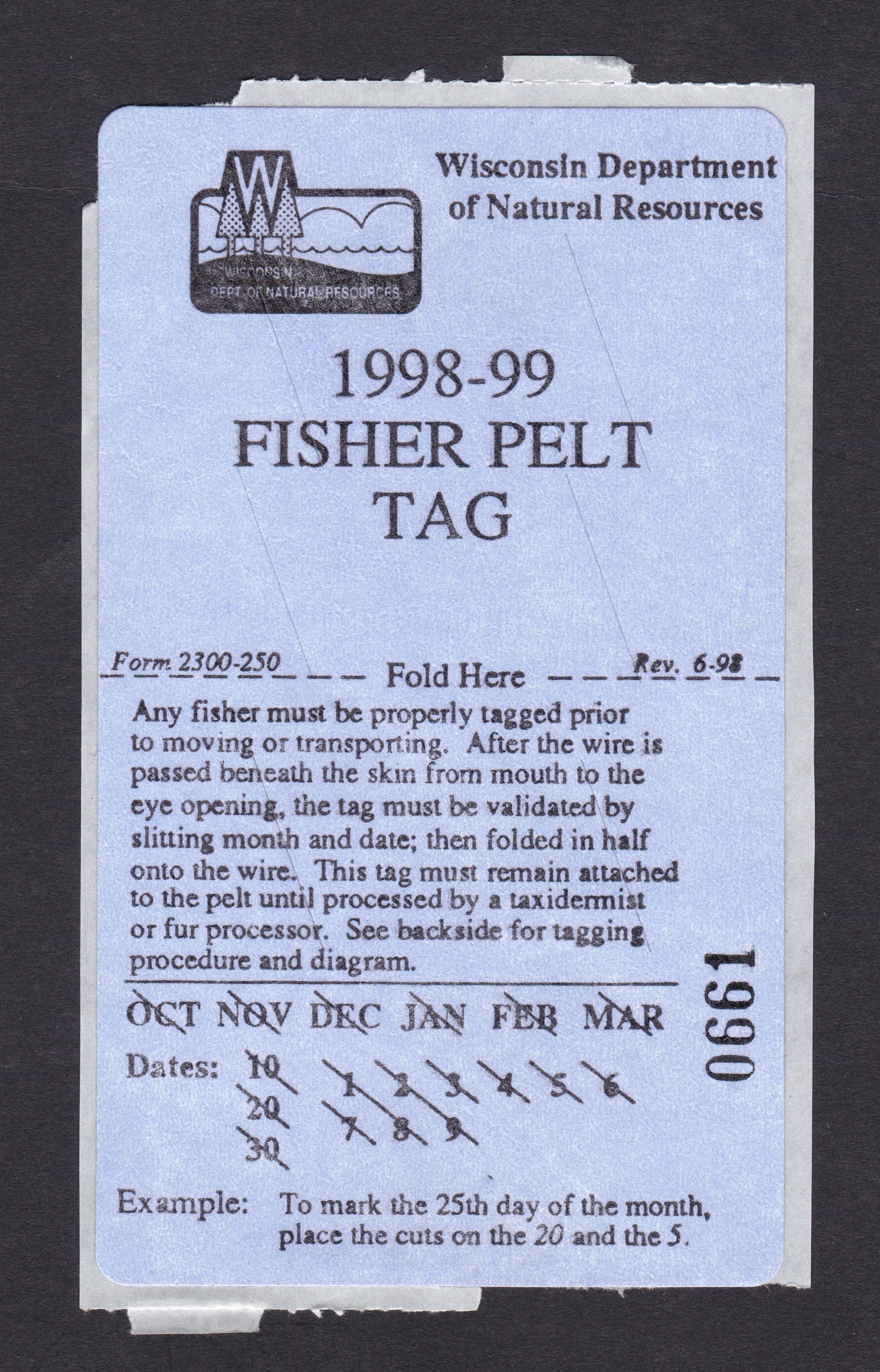 WI trapping, fisher TPF4 MNG VF, 1998