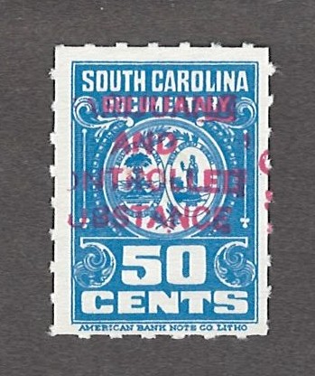 SC drug DR1 50c MNH VF, 1 of 75, 4 line overprint