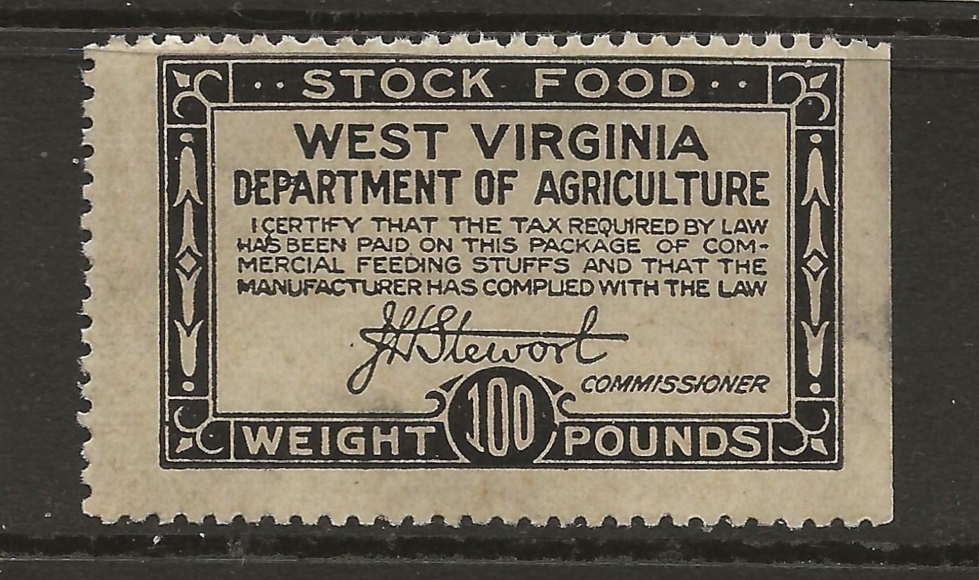 WV feed FE10 100 lbs. MNH F-VF, “foot on 1”