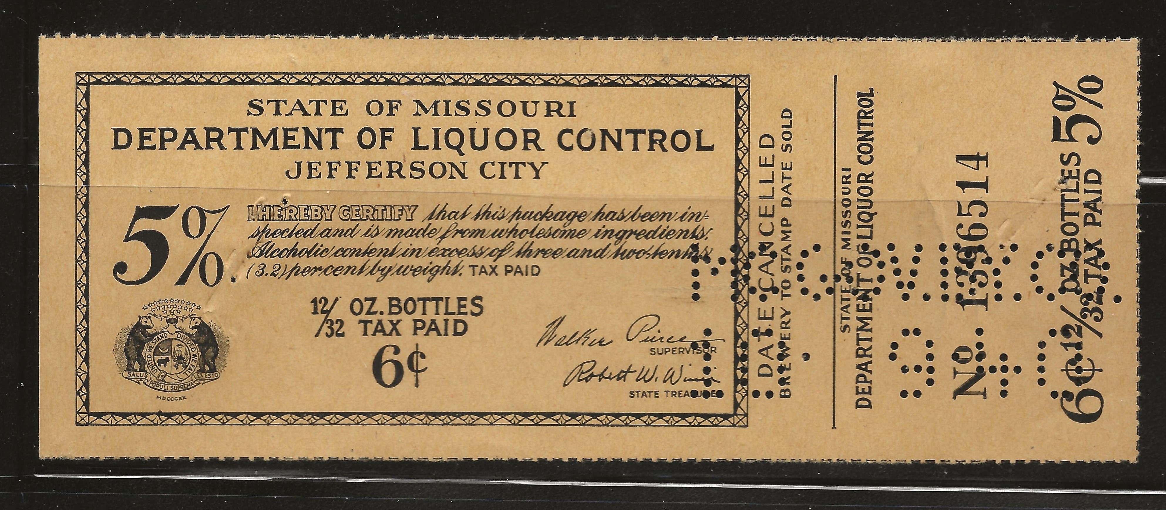 MO beer B100 6c U VF