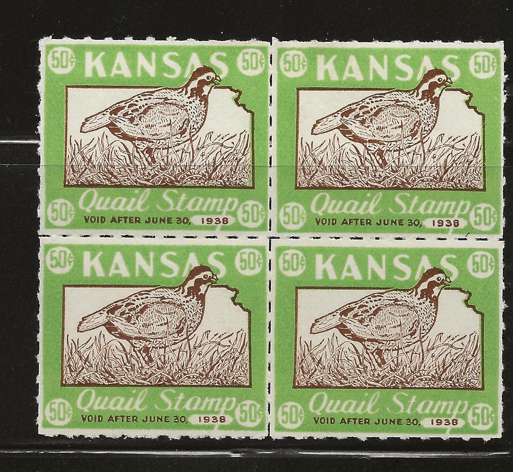 KS quail Q1 50c MNH VF, block of 4