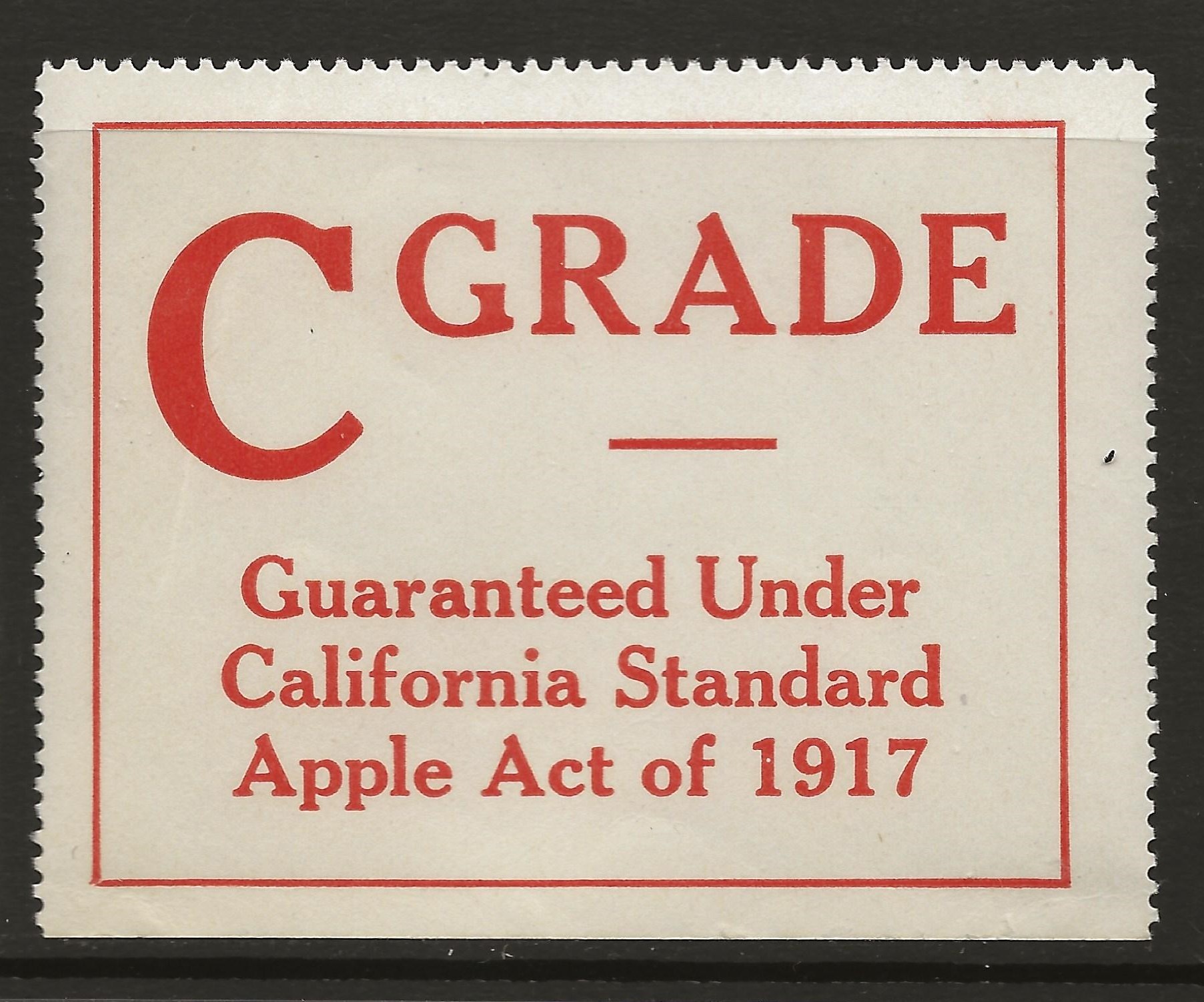 CA apple AP3a C grade MNH VF, line under RA, crease